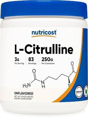 Nutricost Pure L-Citrulline (Base) Powder (250 Grams) 3g Per Serving | 83 Servings, Gluten-Free, GMO-Free