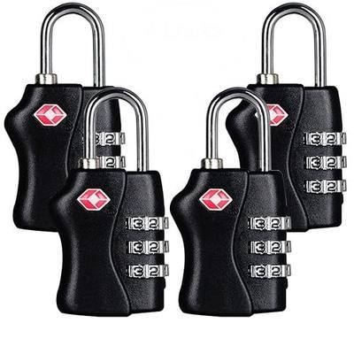 TSA Security Combination Lock Suitcase Luggage Bag Code Lock Padlock (Black-4 Pack)