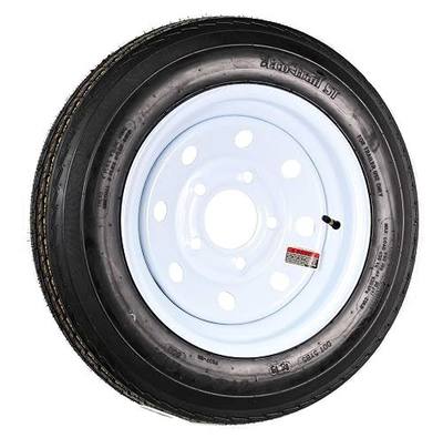 eCustomrim Trailer Tire Rim Assembly 480-12 4.80-12 480X12 5 Lug White | 12 Inch Steel Wheel, 5 Lug On 4.5 Inch Center Bolt Pattern, Load Range B 4 Ply Tire - 2 Year Warranty With Roadside