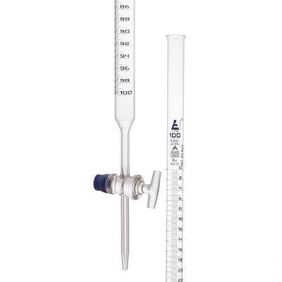 EISCO Burette, 100mL - Class A, DIN 385 Compliant, Borosilicate Glass with Glass Key Stopcock, 0.20mL Graduations
