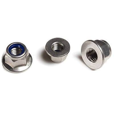 FullerKreg (Pack of 10) M8 x 1.25 DIN 6926 Hex Flange Nylon Insert Lock Nuts, 18-8 Stainless Steel 304, Bright Finish