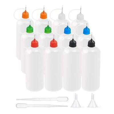 BENECREAT 12Pack 4 Ounce Multi Purpose DIY Precision Tip Applicator Bottles Set - DIY Quilling, Glue Applicator, Oiler Bottle- With 6 Different Color Tips (12 Tips)