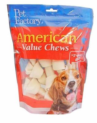 Pet Factory American Beefhide 4-5" Knotted Bones Dog Chew Treats - Natural Flavor, 8 Count/1 Pack