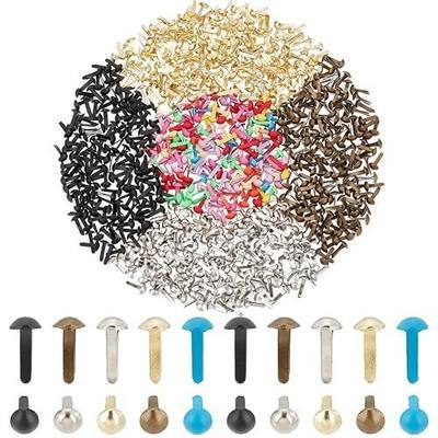 PH PandaHall 1000pcs Mini Brads Fasteners 5 Colors Metal Paper Fasteners Iron Scrapbooking Brads Pastel Brad for Art Crafting School Project Decorative Scrapbooking DIY Supplies 4.5x8mm