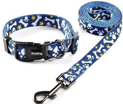 Ihoming Dog Collar and Leash Set for Medium Dogs & Cats, Up to 45 Lbs | Soft Splicing Design, Adjustable Durable Pet Collar Leash for Everyday Walks, Training, and Outdoor Activities