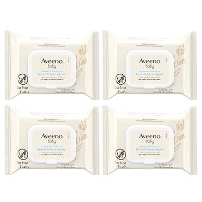 Aveeno Baby Fragrance-Free Hand & Face Wipes with Oat Extract & Aloe, Cleansing & Moisturizing Baby Wipes for Sensitive Skin, Sulfate-, Alcohol-, Paraben- & Dye-Free, Hypoallergenic, 25 ct (Pack of 4)