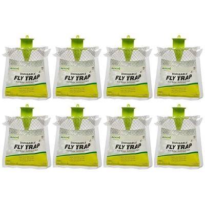 RESCUE! Outdoor Disposable Fly Trap – Hanging Fly Catcher with Attractant Bait, Fly Bag for Patio, Yard, Trash & Farm Areas – Easy-to-Use Outdoor Fly Control - 8 Traps