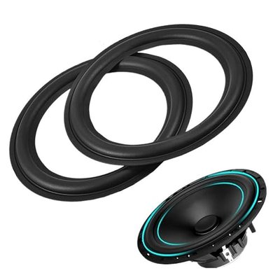 8" Speaker Foam Surround Repair Kit, 2Pcs 8inch Perforated Rubber Speaker Foam Surround Rings Replacement Parts for Speaker Repair or DIY (Black)