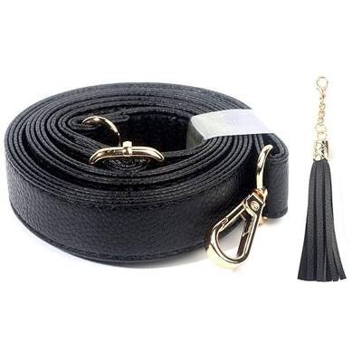 BEAULEGAN Purse Strap Replacement, Black/Gold, 1 Inch Wide | Full Grain Microfiber Leather, Adjustable, Crossbody Shoulder Bag