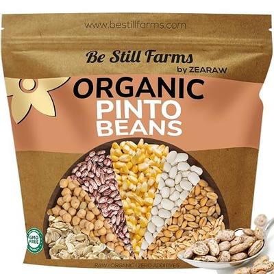Be Still Farms Organic Pinto Beans Dry Bulk (4.8lb) - Dried Kidney Beans - Ideal for Refried Beans, Stews, Soups - High in Protein & Fiber | USA Grown | USDA Certified | Vegan | Non-GMO | Gluten Free
