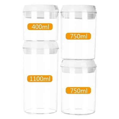 Airtight Home&Kitchen Food Storage Containers,4-Cylinder Set(0.4L/0.75L/1.1L). Durable BPA Free Plastic Containers with Easy Lock and seal Lids. Perfect for cereals,nuts,fruits,beverage,coffee beans.