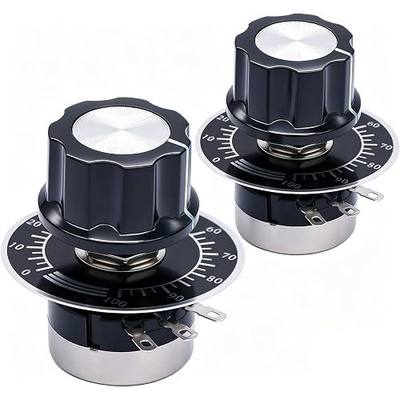 TWTADE / 2pcs rv24yn20s b502 5k ohm Single Turn Rotary Carbon Linear Variable Potentiometer,Used for Inverter speed regulation. Motor speed control + 2pcs A03 knob + 2pcs dials