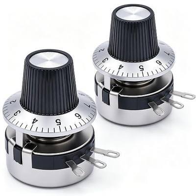 TWTADE / 2pcs Single Turn Rotary Carbon Linear Variable Potentiometer + 2pcs Knob WTH118-2W 10K Ohm