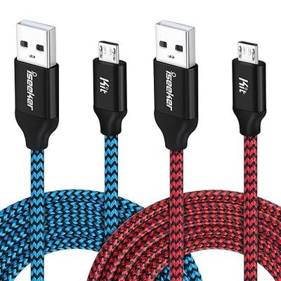 iSeekerKit Micro USB Cable 15ft,Extra Long Braided Android Charging Cords | iSeekerKit 2Pack Colorful Micro USB to USB 2.0 Compatible for Android/Windows/PS4/Samsung Galaxy S6 S7 Edge,Note 5/4,HTC