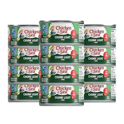 Chicken of the Sea Wild Caught Chunk Light Tuna, 12 Ounce Cans, 12-Count – High Protein 100% Classic Chunk Tuna in Oil – Delicious, Easy, Nutritious Ready to Eat Meals