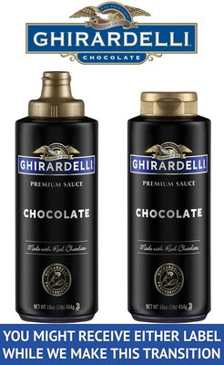 Ghirardelli Caramel and Chocolate Sauce 16 Ounce 1 of each Squeeze Bottle (Set of 2) with Ghirardelli Stamped Barista Spoon