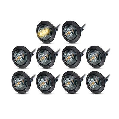 MADCATZ (Pack of 10) Meerkatt 3/4 Inch Miniature Round Smoked Lens Amber LED Side Marker Indicator Clearance Lights Compatible with Bus Truck Trailer Pickup w/Grommets 12V DC