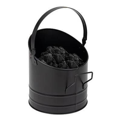 Mind Reader Fireplace Ash Bucket, 6L (1.5 gal) Capacity, Wood Stove, Fireplace Accessories, Metal, 9"L x 9"W x 10.5"H, Black