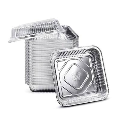 Fig & Leaf (35 Pack) 8” x 8” Square Baking Cake Pans with Plastic Dome Lids | Heavy Duty l Disposable Aluminum Foil Tins l Portable Food Containers l Perfect for Roasting Oven Toaster Cooking
