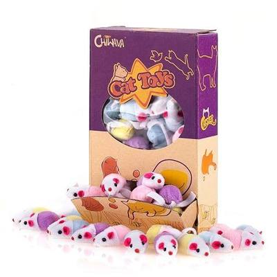 CHIWAVA 36PCS 1.8'' Interactive Cat Toy Mice with Catnip Rattle Sound Mouse | Small Cats Kitten Daily Play for Indoor,Activity & Indoor Chases Toys,Assorted Color