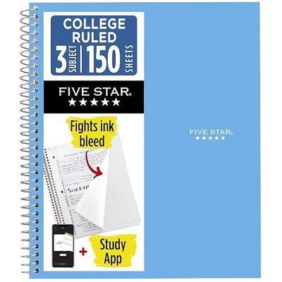 Five Star Spiral Notebook + Study App, 3 Subject, College Ruled Paper, 8.5" x 11", 150 Sheets, Blue (Color May Vary) (820003NH0)