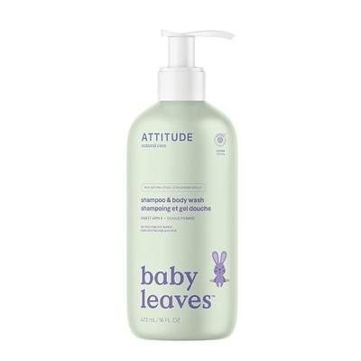 ATTITUDE Baby 2-in-1 Shampoo & Body Wash, EWG Verified, Dermatologically Tested, Vegan, Sweet Apple Scent, 16 Fl Oz