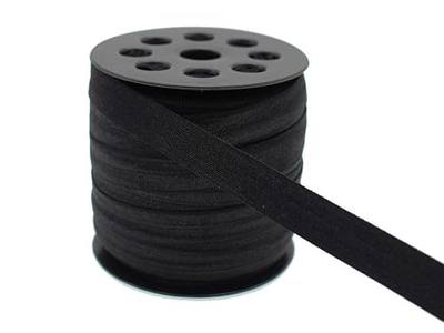 Black Fold Over Elastic 5/8 inch 40Yards Solid Stretchy FOE Band Trim for Sewing Elastic Fabric Ribbon for Crafts-Headband Making-Hair Ties(1.5CM)