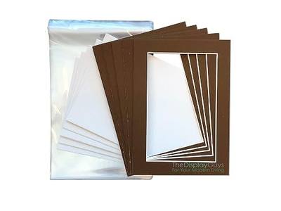 TheDisplayGuys For Your Modern Living THE Display Guys 5x7 Pack of 25 Brown Picture Photo Matting Mat Boards + Backing Boards + Clear Plastic Bags Complete Set