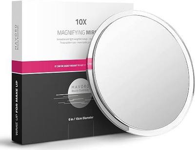 6" Magnifying Makeup Mirror with 3 Strong Suction Cups,Portable Travel(10X)