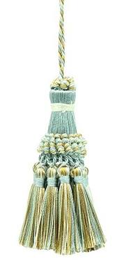 Noblesse Collection Elegant Hand Crafted 4" (10cm) Key Tassel (NKT) Island Breeze Blue Multicolor #5939 (Silver Blue, Gold, Off White) Individually Sold