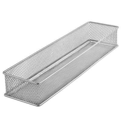 Ybm Home Silver Mesh Drawer Cabinet and or Shelf Organizer Bins, School Supply Holder Office Desktop Organizer Basket 1592s (1, 3x12x2 Inch)