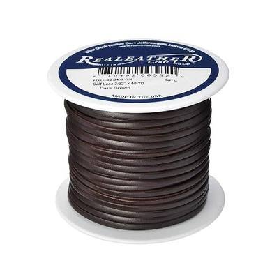 Realeather RCL33250-02 Calf Leather Lace for Crafts and Jewelry Making, 0.125 x 50', Dark Brown, 1-Spool