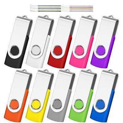 32GB Flash Drive, AreTop Pack of 10 USB2.0 USB Drive with Keychain Lanyard | Portable Thumb Drive for Date Storage, Jump Drive Colorful Multipack, USB Flash Drive 10 Pack (10 Pack 32GB, Mix-Colors)