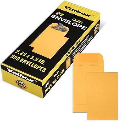 ValBox Coin Envelopes Small Parts Envelope with Gummed Flap for Home, Garden or Office Use, Kraft Seed Envelopes 500 per Box (Brown, 1 (2.25x3.5 Inches))