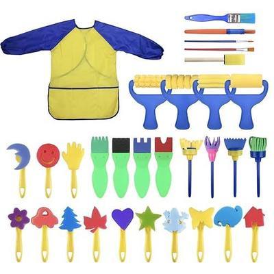 Washable Paint Brushes Set for Toddler Kids Early Learning Toys Finger Paints sponges Art Supplies Gifts -nontoxic-100% Baby Safe