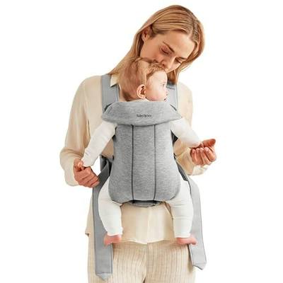 BabyBjörn Baby Carrier Mini, Light Gray, 3D Jersey | Infant Carrier (7-25 lbs), Ergonomic, Easy-to-Use