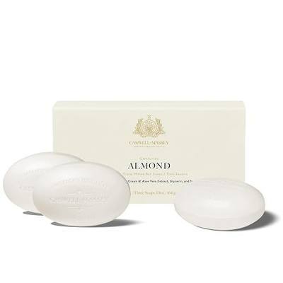 Caswell-Massey Natural Bar Soap Gift Set - Almond Scent - Triple-Milled Moisturizing Body Soap Bars for Men & Women, Plant-Based Formula for Soft Skin, Made in USA, 3 x 5.8 oz