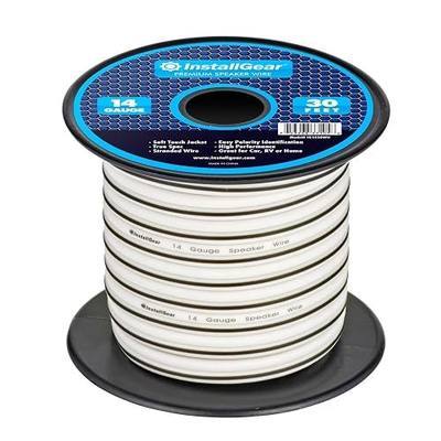 InstallGear 14 Gauge AWG Speaker Wire Cable - 30ft White, Outdoor & Automotive/Marine