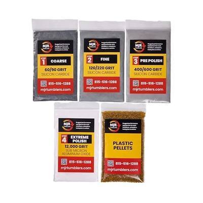 Rock Tumbler Grit Kit Refill with 12,000 Grit Polish, Silicon Carbide & Aluminum Oxide, Stone Polishing Kit with Plastic Pellets for 6lb Rotary & Vibratory Tumblers