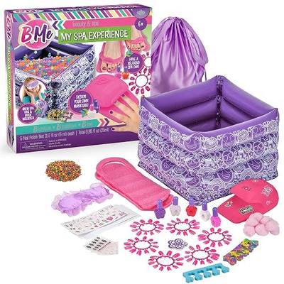 B Me Kids Spa Kit for Girls - Spa Day Party Supplies Kit w/Press On Nails, Children's Nail Polish & More - Manicure Pedicure Gift Set for Sleepover - Spa Birthday Party Supplies for Girls Age 6-12