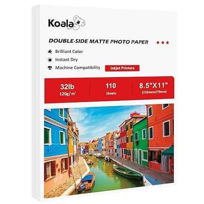 Koala Double Sided Thin Matte Printer Paper 8.5x11 Inch 32LB 110 Sheets | for Presentation, Books Printing, Compatible with Inkjet Printer, 120gsm