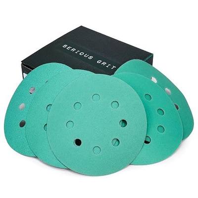 Serious Grit - 5-Inch 8-Hole Sanding Discs - P80-220 Assortment - 50 Pack | Fits 5" Random Orbital Sanders - Includes 10 Each of P80, P120, P150, P180, P220 Grit - Heavy-Duty Hook & Loop Sandpaper