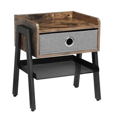 VASAGLE Industrial Nightstand, End Table with Metal Shelf, Side Table for Small Spaces, Wood Look Accent Furniture with Metal Frame ULET64X