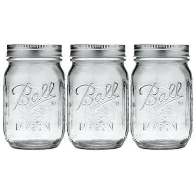 Ball Glass Mason Jar, Regular Mouth, Pint Size, 16 OZ (Pack of 3)