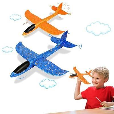 VCOSTORE 2 Pack Foam Airplanes for Kids, 13.3'' Hand Throwing Foam Glider Planes, Flying Styrofoam Planes Toy, Outdoor Sports Birthday Party Favor Gifts for 3-12 Year Old Boys Girls