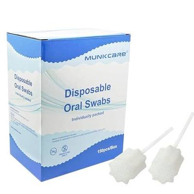 Oral Mouth Swabs Sponge- Untreated and Unflavored for Baby & Elderly Oral Cleaning White 150 Counts