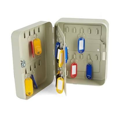 Mind Reader Steel Key Box with Lock and Hooks, Key Lock Box for Home, Office, School, Business 40 Capacity with Key Tags, Gray
