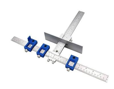 Metal Cabinet Hardware Jig Use for Handles and Pulls on Drawers/Doors-Blue | Cabinet Hardware Jig with Automatic Center Punch,Avoid Jitter Caused by Direct Drilling,Contains Double Sizes