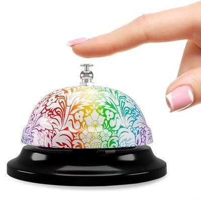 Floral Desk Bell for Teachers, 3.4 in, Stainless Steel, Clear Sound | Push-Button Call Bell, Lightweight, Anti-Slip Base, for Hotels, Reception, Counter & Attention Getter for Classroom