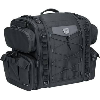 Kuryakyn 5284 Momentum Road Warrior Motorcycle Travel Luggage: Weather Resistant Seat/Trunk/Rack Bag with Sissy Bar Straps, Black